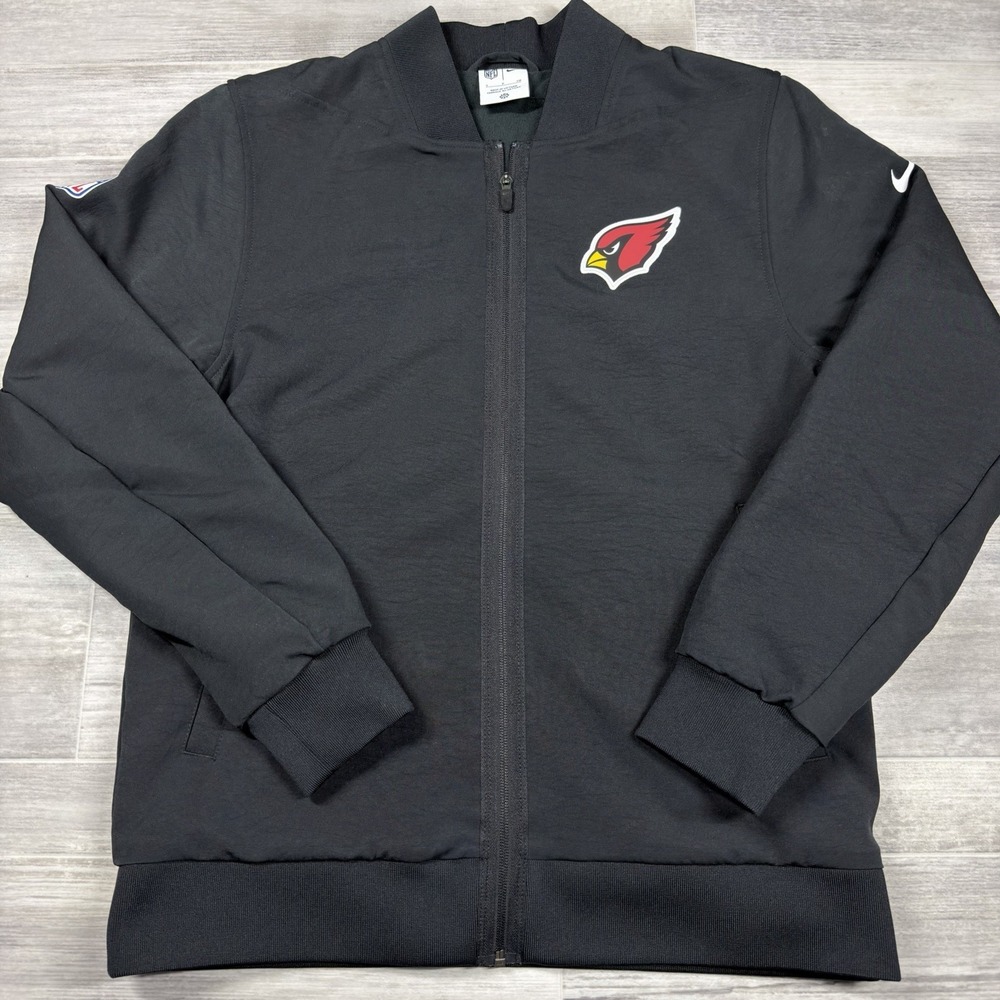 Nike Men's Arizona Cardinals Black Logo Bomber Jacket Size Small DRI-FIT New